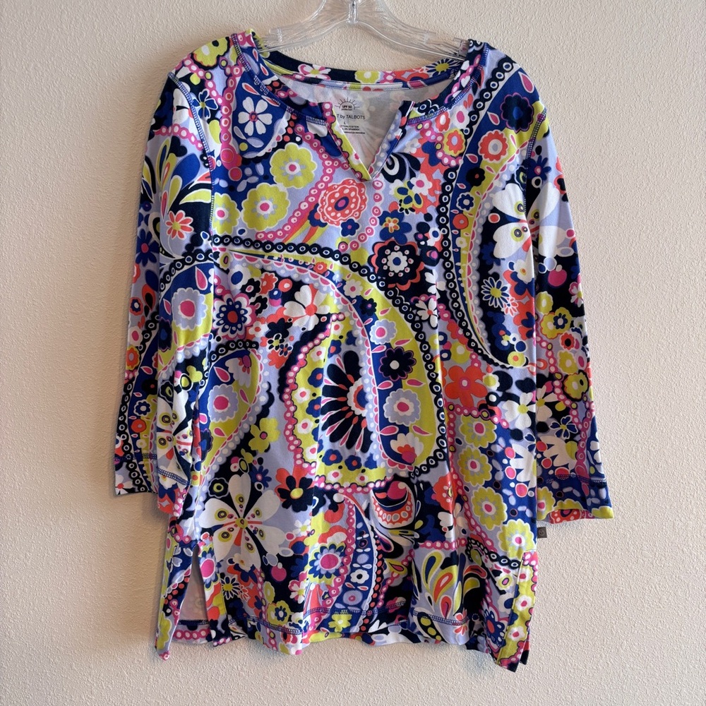 T by Talbots Women’s Multicolor Floral Long Sleeve Top SZ L